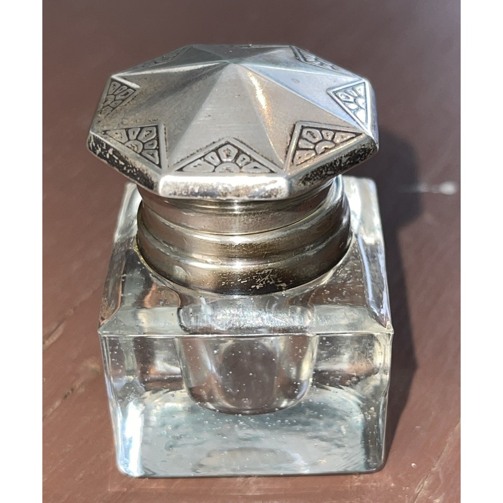 Antique Inkwell with Sterling‎ Top